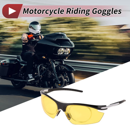 1 Pc Motorcycle Riding Goggles Yellow Lens Black White Frame for Motorcycle