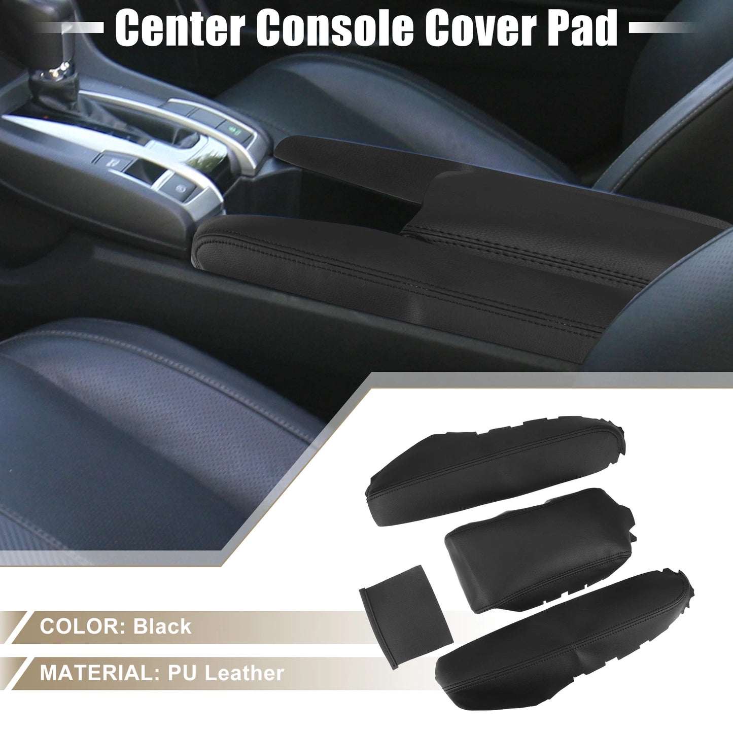 Black Armrest Protector Cover Pad for Honda Civic (2016-2021)