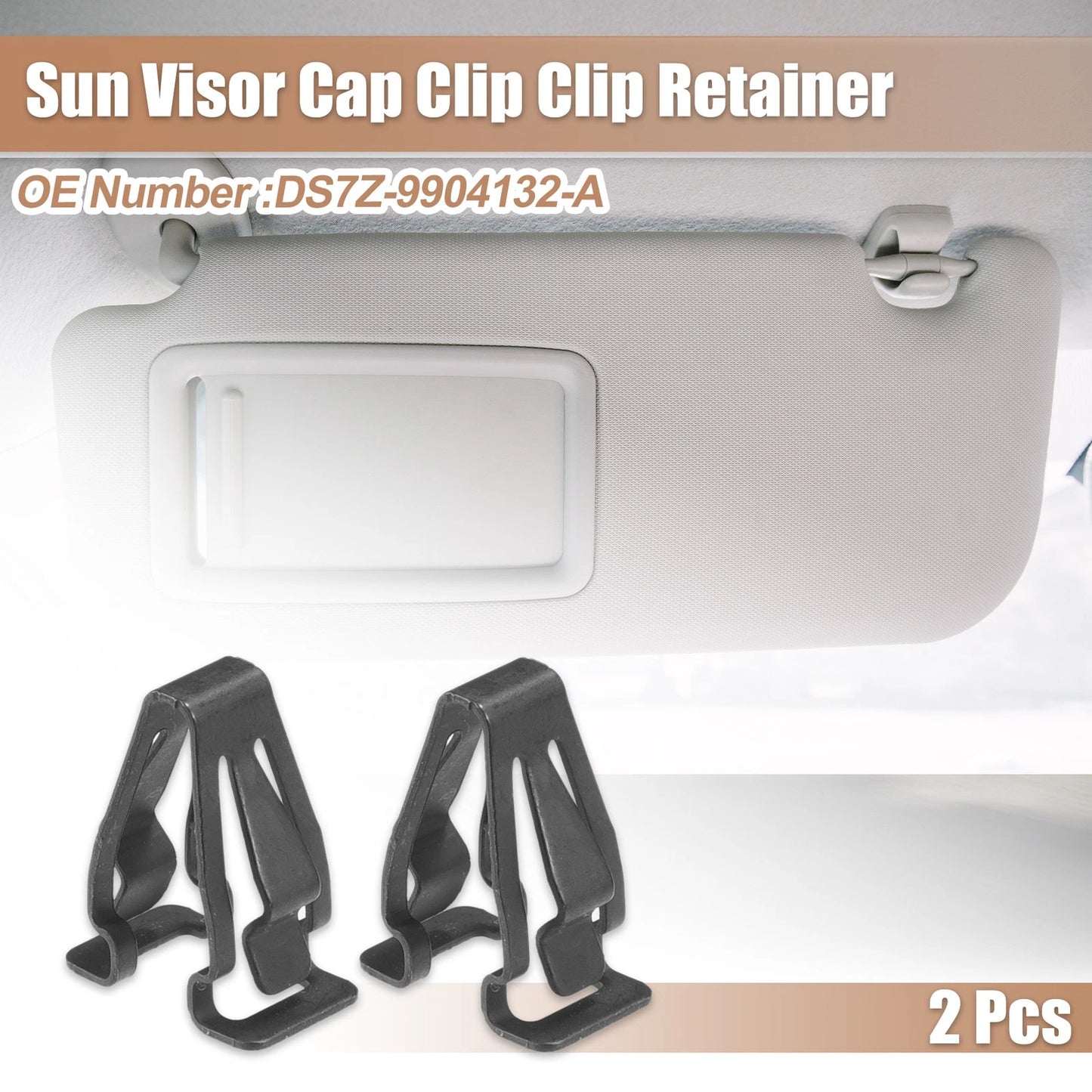 2 x Black Sun Visor Cap Clips for Ford Edge (2015-2023)