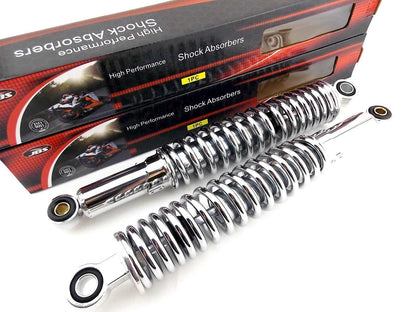 350mm JBS Chrome Rear Shock Absorbers for Kawasaki KE125 (1982-1987)