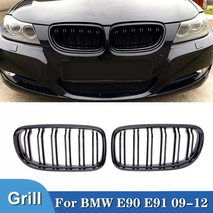 Gloss Black Front Kidney Grills for BMW 3 Series E90 E91 (2008-2012)