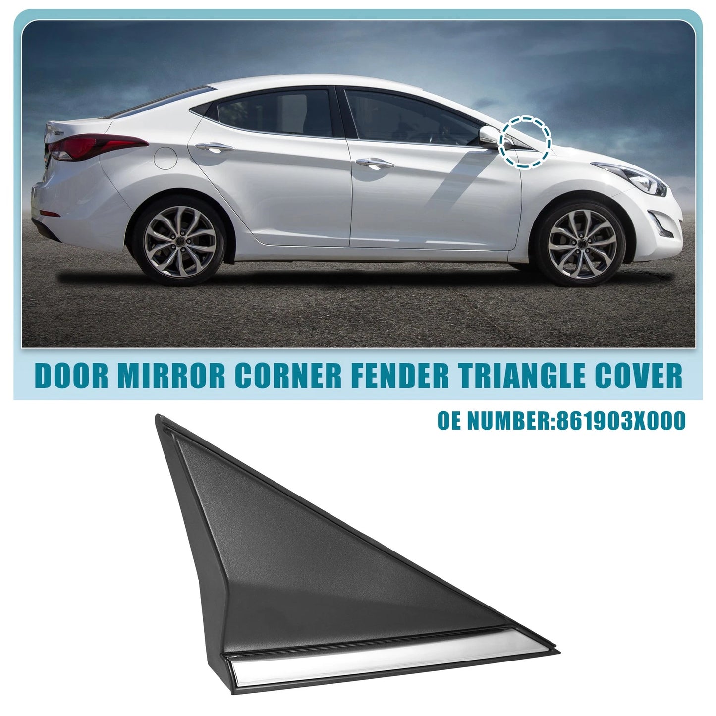 Right Mirror Corner Fender Triangle Cover for Hyundai Elantra (2017-2023)