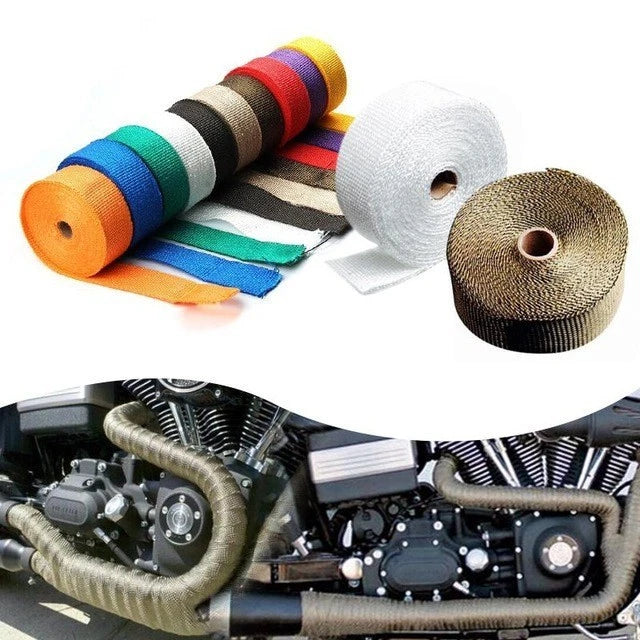 5M Heat Protection Wrap Belt for Motorcycle Exhaust Pipes with Steel Straps
