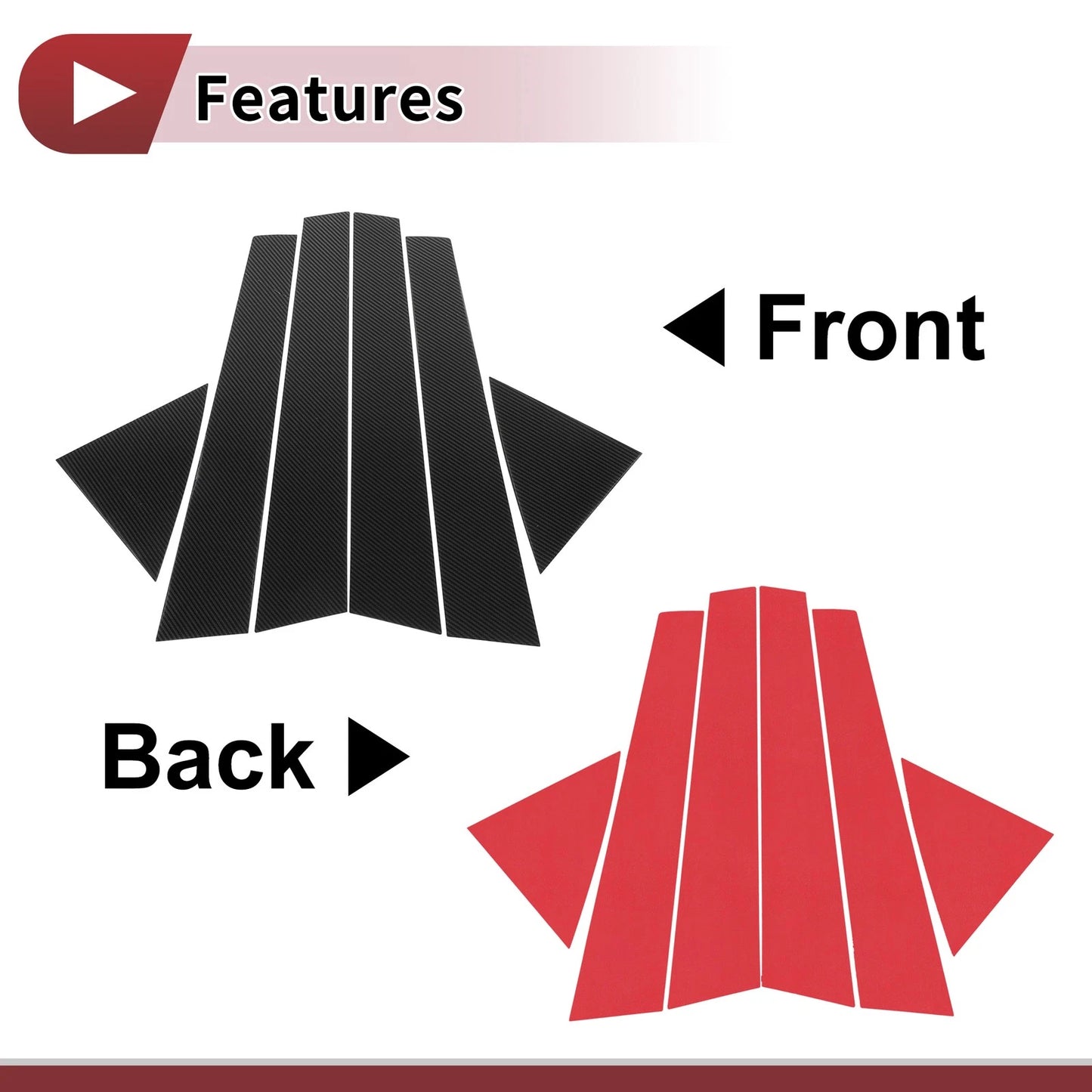 6 Pcs Door Pillar Window Trim for KIA Cerato (2009-2012) Black Carbon Fiber