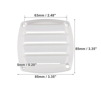 2 x Air Exhaust Ventilator Louvered Grille Cover Vent for Boat Marine White