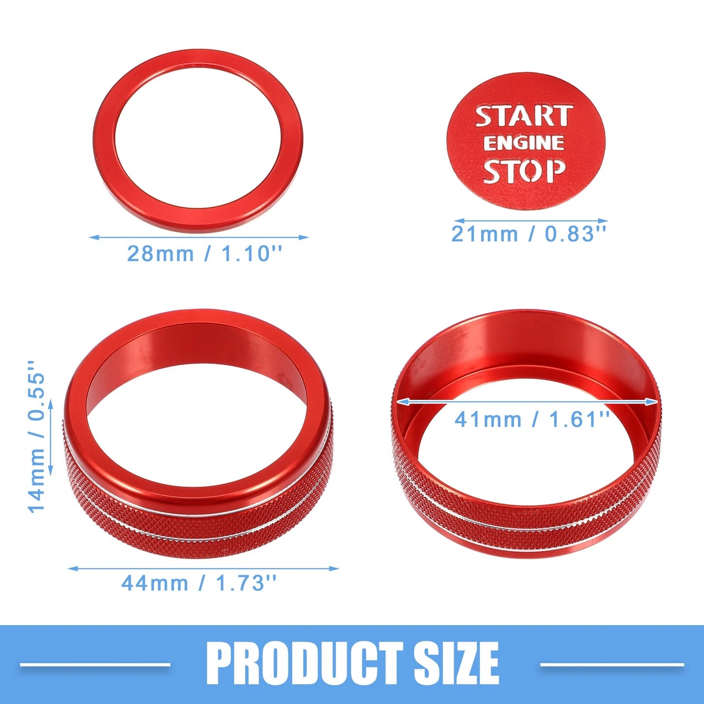 AC Knob Engine Start Stop Button Cover for Nissan Rogue (2021-2022) Red