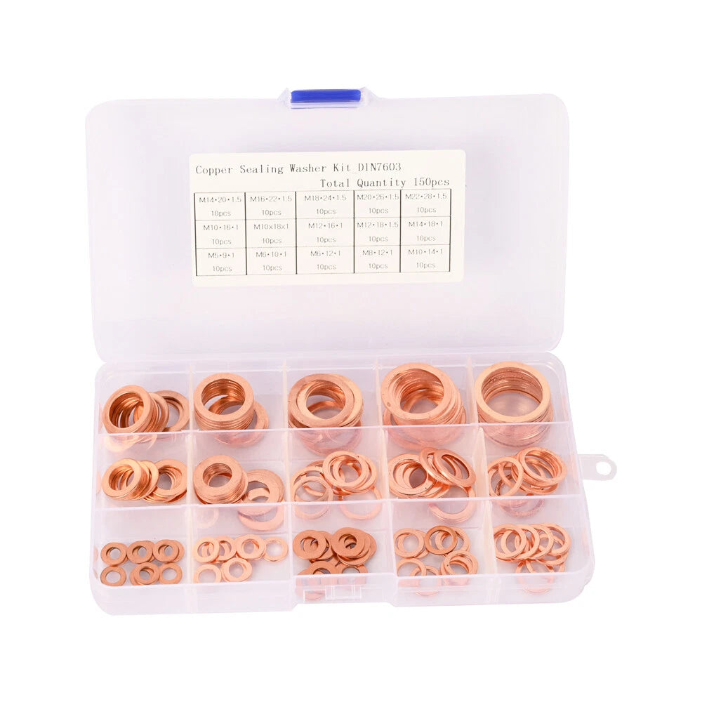 Copper Crush Washer Gasket 150x Flat Ring Seal for M5-M22