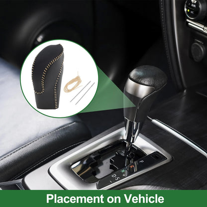 Subaru Forester Gear Shift Knob Cover 2018-2023 Black Beige Faux Leather
