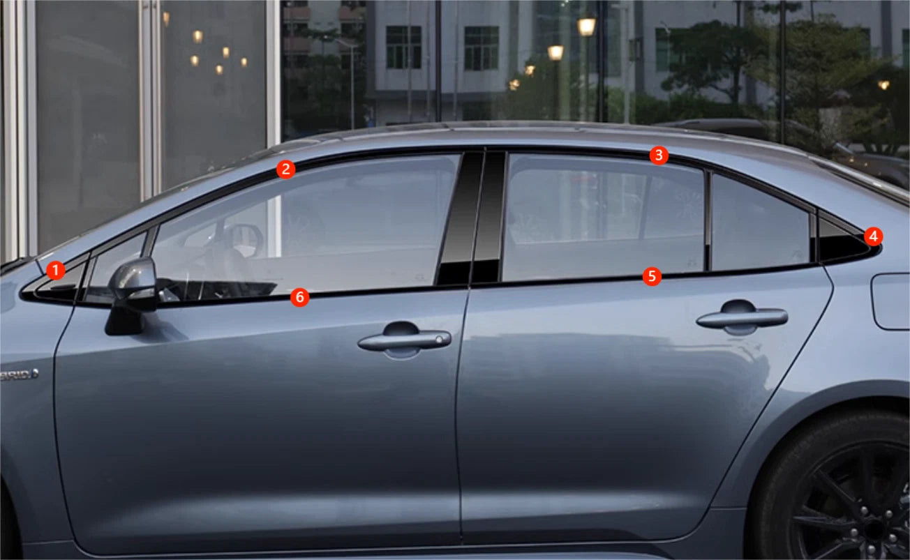 Steel Window Molding Cover Trim for Toyota Corolla Sedan Glossy Black (2020-2024)