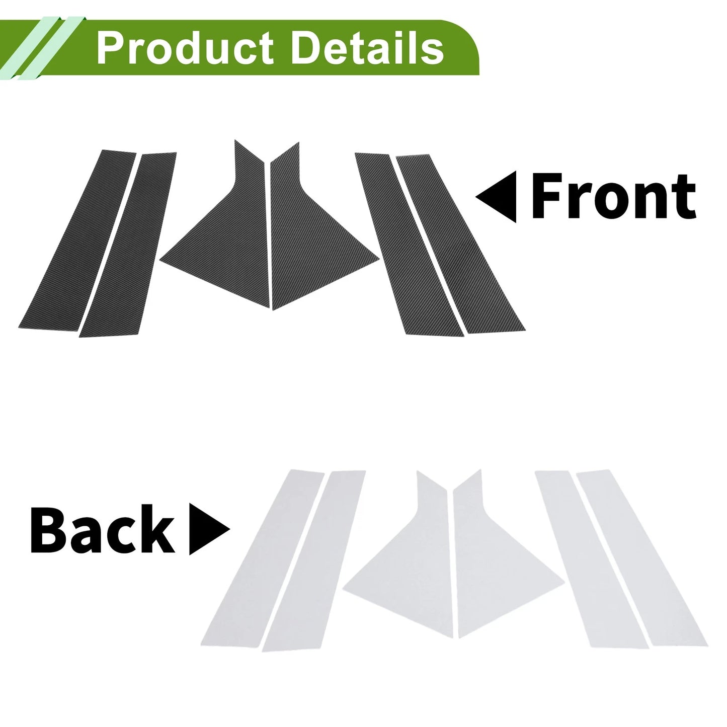 6 Pcs Door Pillar Window Trim Carbon Fiber Black for Chevy Impala (2014-2020)