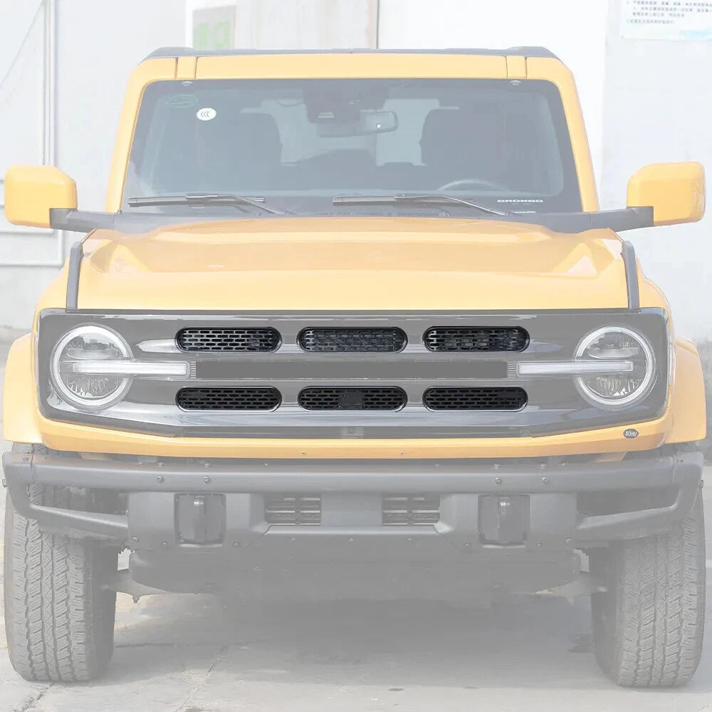 Black Mesh Front Grille Inserts Trim Cover for Ford Bronco (2021-2024)