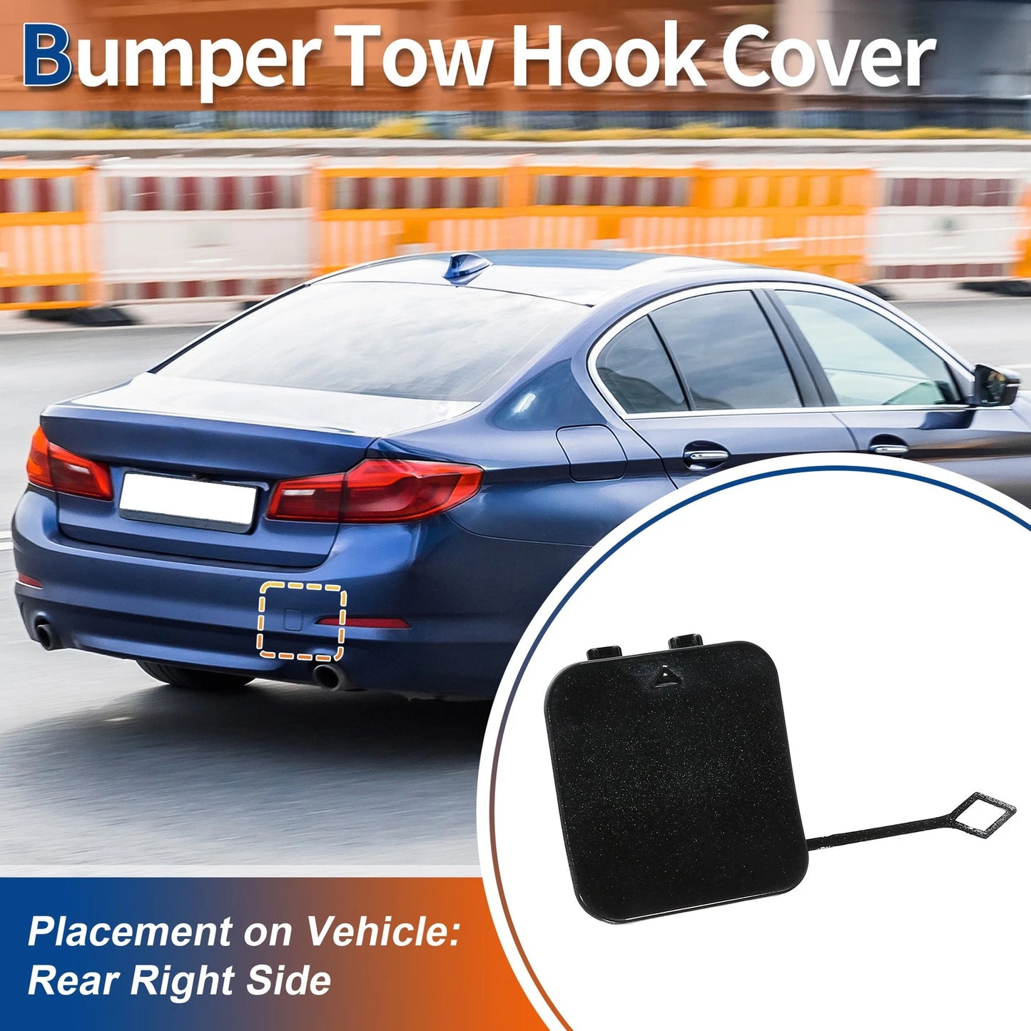 Tow Hook Cover Rear Car Bumper for BMW 530i 530e 540i M5 Black