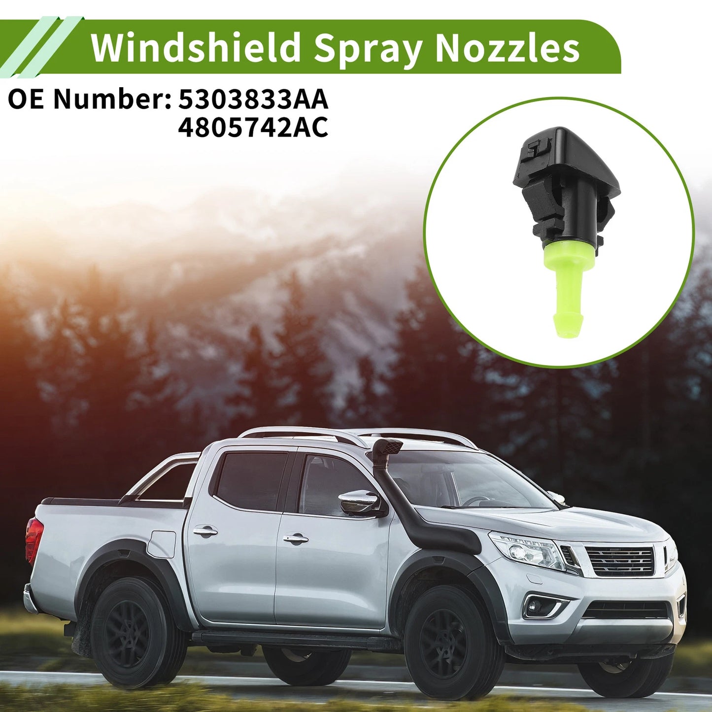 Windshield Washer Nozzle w/ Hose Connector for Chrysler