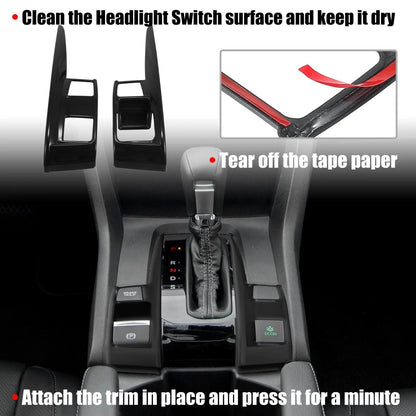 Gear Boot Trim Stickers for Honda Civic 2016-2021 - 1 Pair Black
