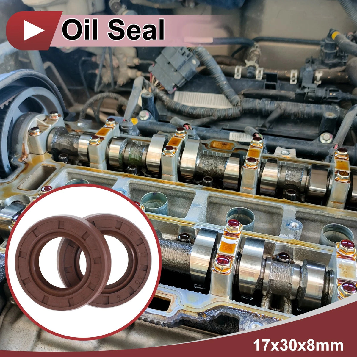 Oil Seal 17x30x8mm Brown 2x FKM Rubber