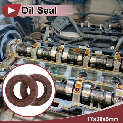 Oil Seal 17x30x8mm Brown 2x FKM Rubber