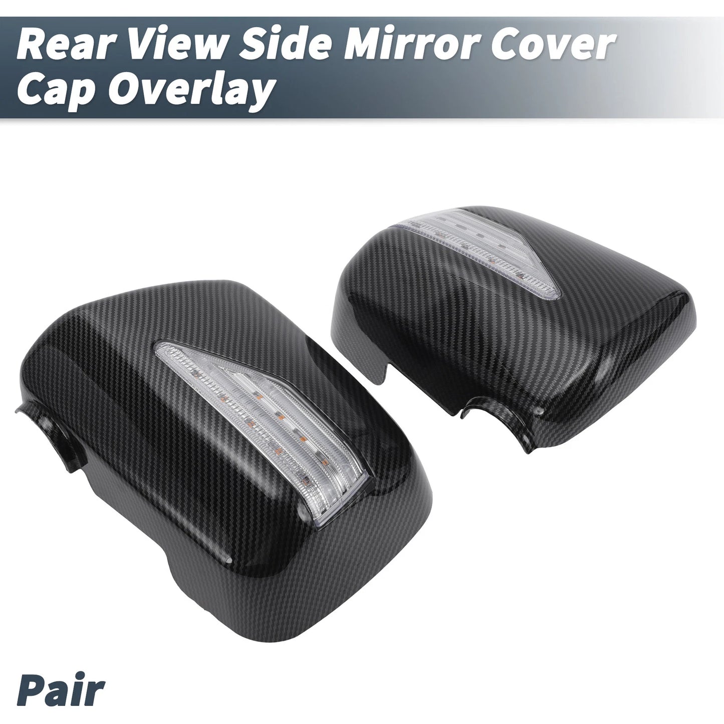 Rearview Mirror Cover Overlay with LED Black Carbon Fiber for Lexus RX300 (1999-2003)