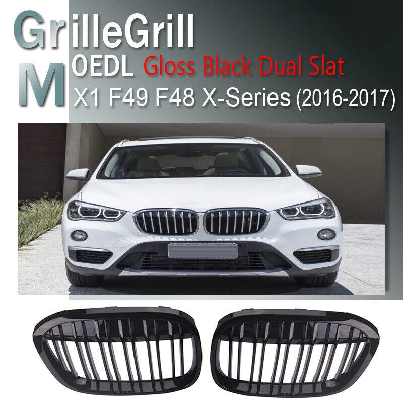 Glossy Black Front Kidney Grille for BMW X1 F49 F48 (2016-2019)