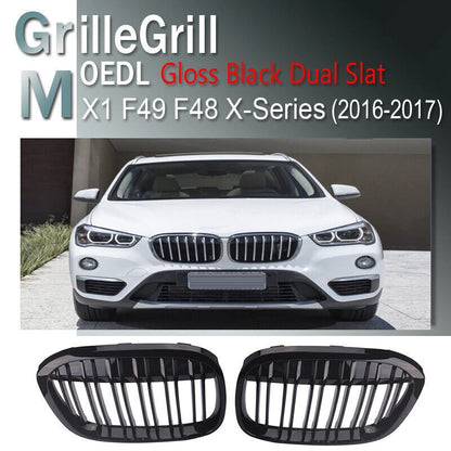 Glossy Black Front Kidney Grille for BMW X1 F49 F48 (2016-2019)