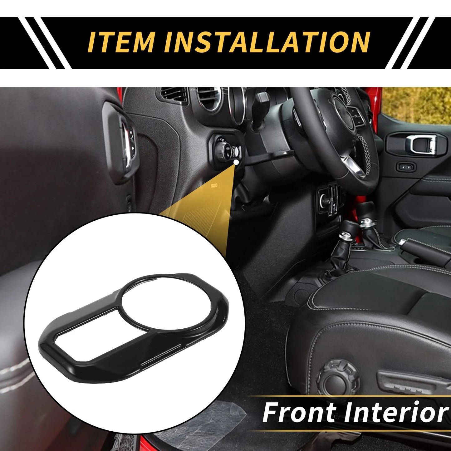 Headlight Button Panel Cover for Jeep Gladiator JT (2020-2024) Black 1 Pc
