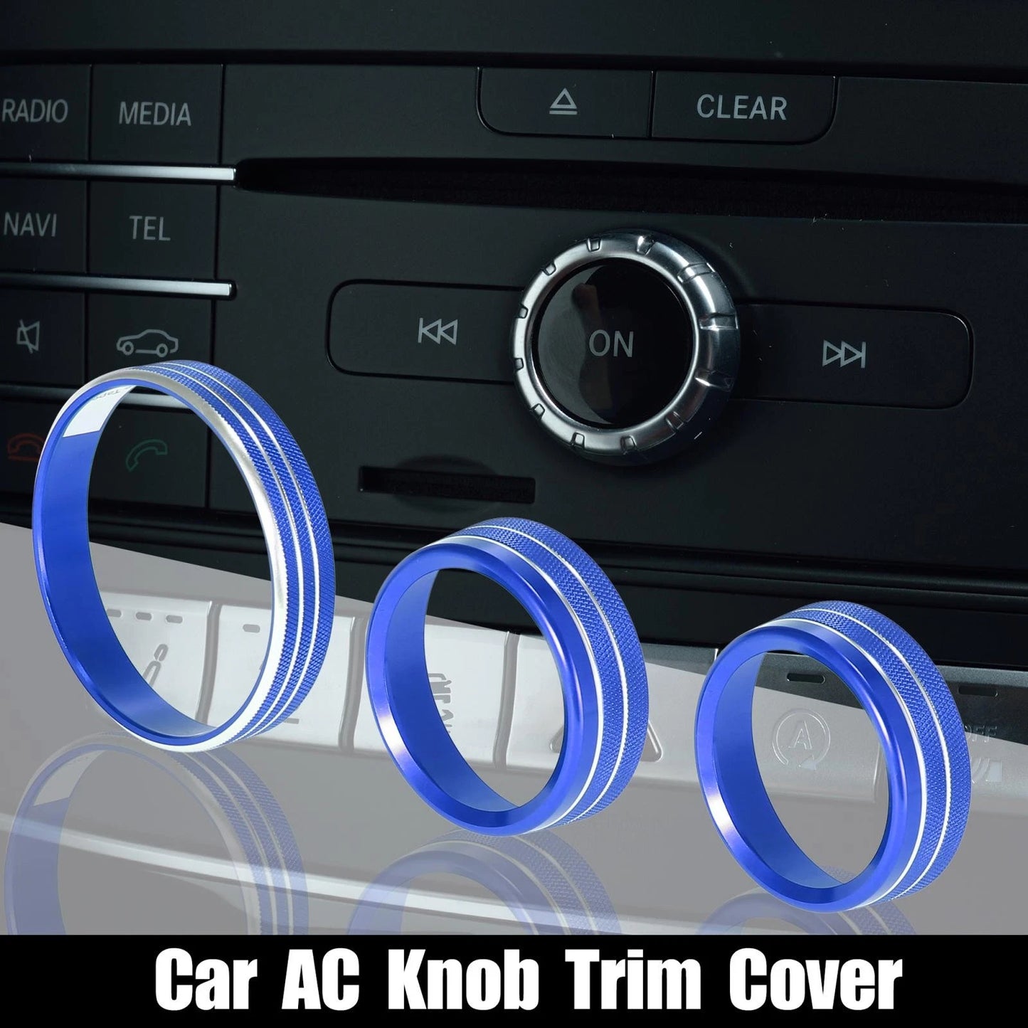 3 x Car Headlight Volume Tune Knob Covers for Ford Mustang (2015-2020) Blue