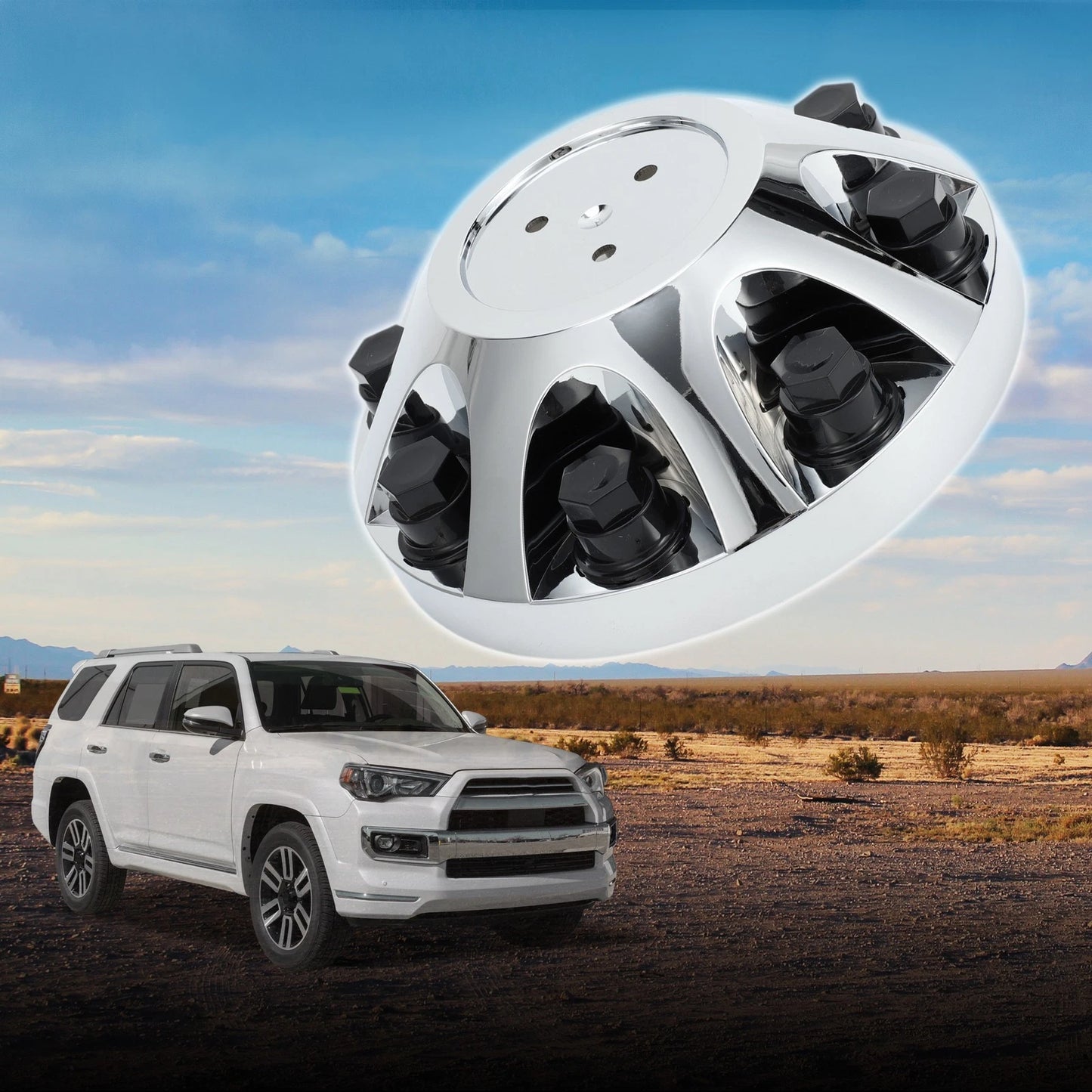 Center Caps for Chevrolet 226mm Chrome Silver Tone Plastic 1 x