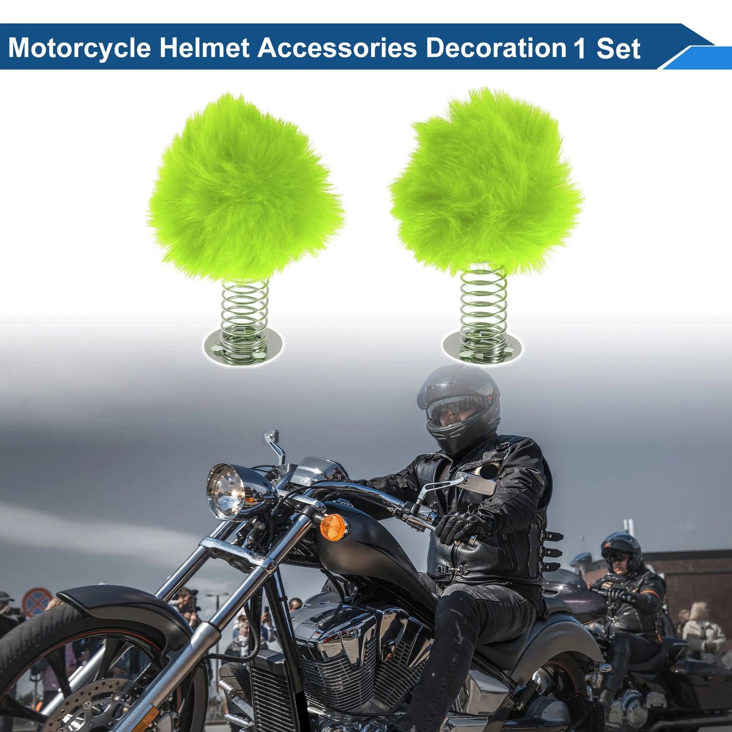 Motorcycle Helmet Accessories / 2 x Green Plush Iron for Motorcycle