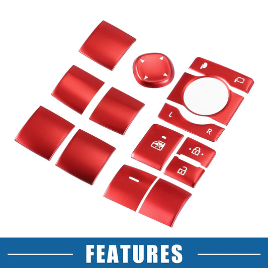 14 Pcs Window Switch Button Cover Trim for Toyota RAV4 (2019-2022) Aluminum Red