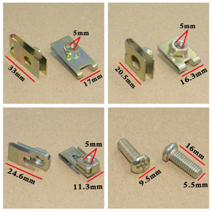 100 x Mixed Metal U Clips for Fender Body Door Panel Trim Fasteners - AU Ship