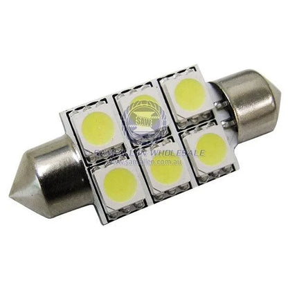 LED Replacement Bulb Flat Festoon 12V 6 LEDs 36mm Cool White 2 Pack