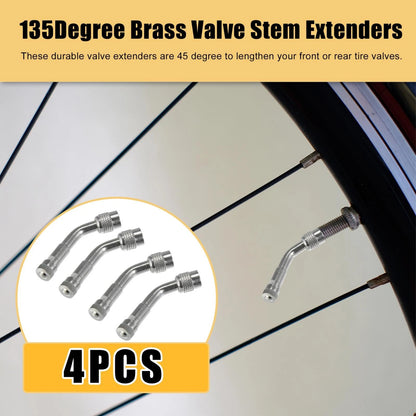 4 Pcs Valve Stem Extenders Silver Tone for Car Motorcycle