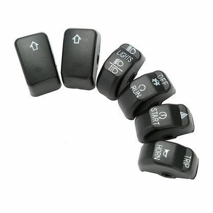 6 x Black Hand Control Switch Button Covers for Harley Dyna Softail (96-13)