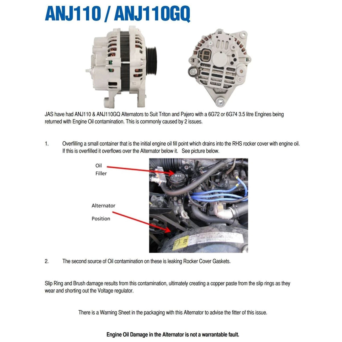 6G74 Alternator for Mitsubishi Pajero NJ NK NL (1995-2000)