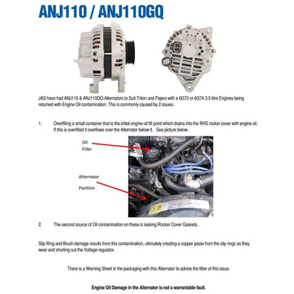 6G74 Alternator for Mitsubishi Pajero NJ NK NL (1995-2000)