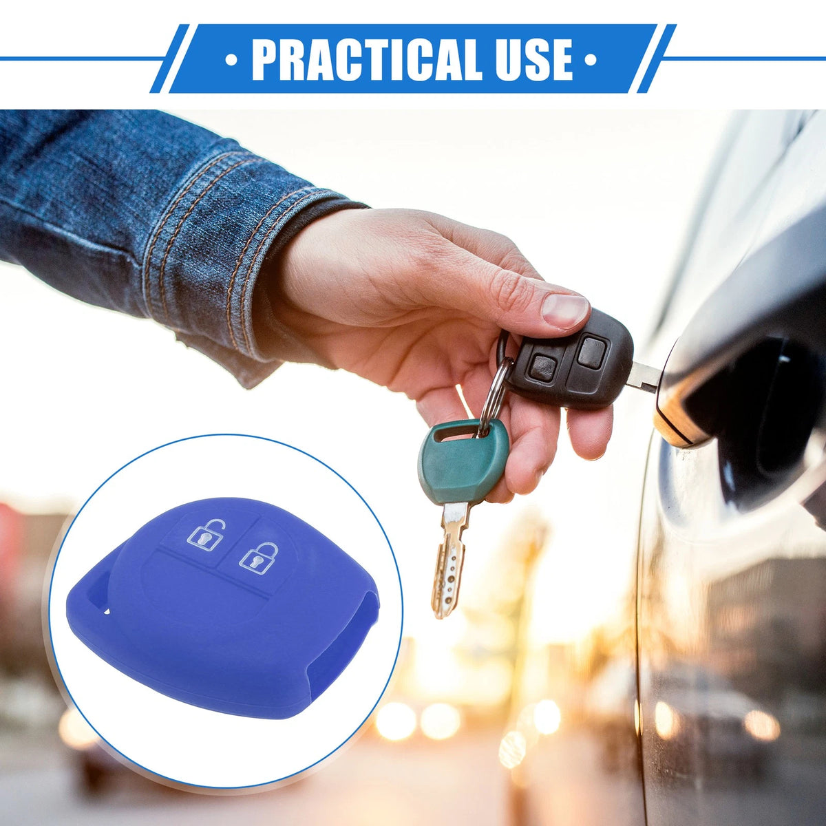 Car Remote Key Fob Case Protectors for Suzuki 2 Button Silicone Dark Blue