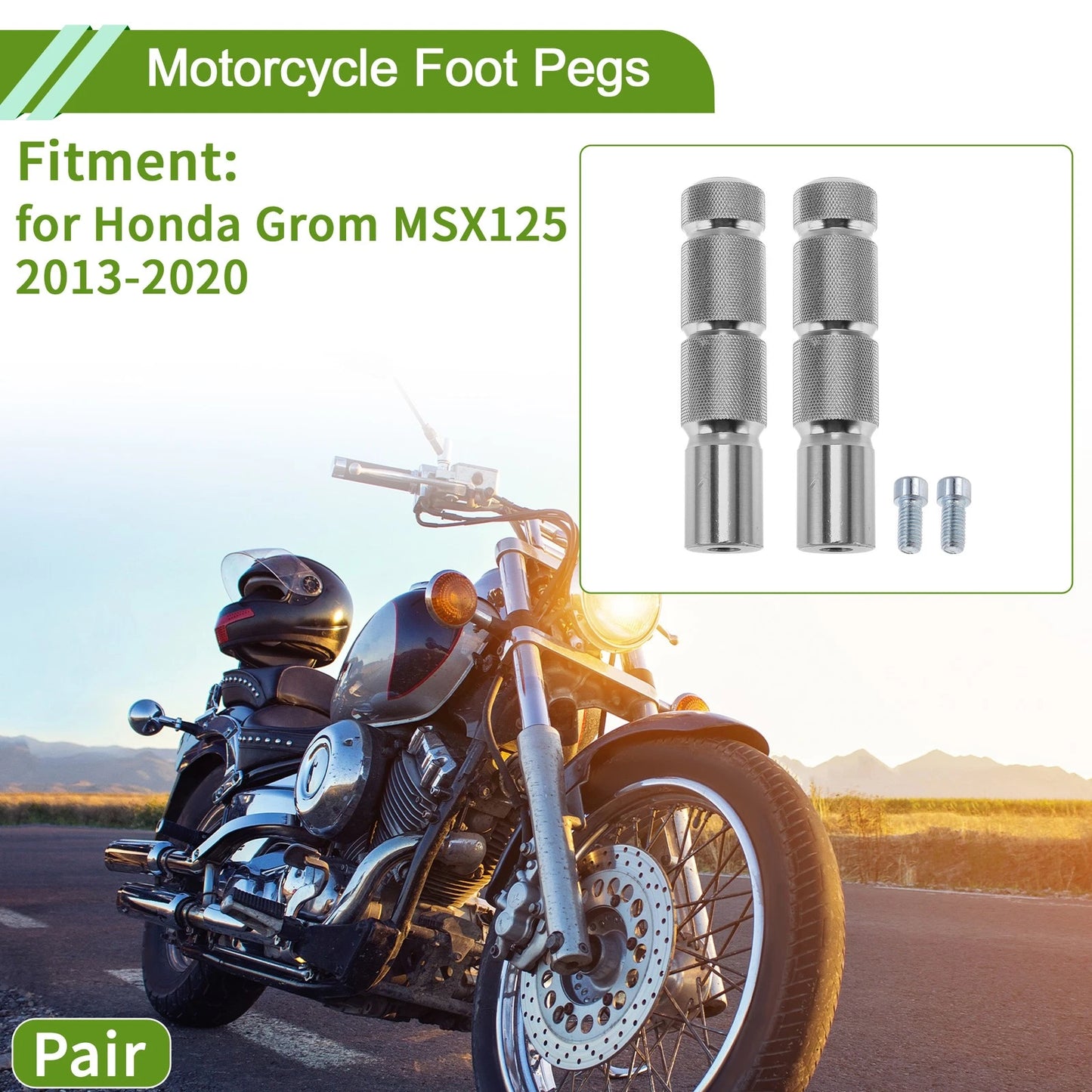 2 x Foot Pegs for Honda Grom MSX125 Front Pedal Aluminum Alloy (2013–2020)