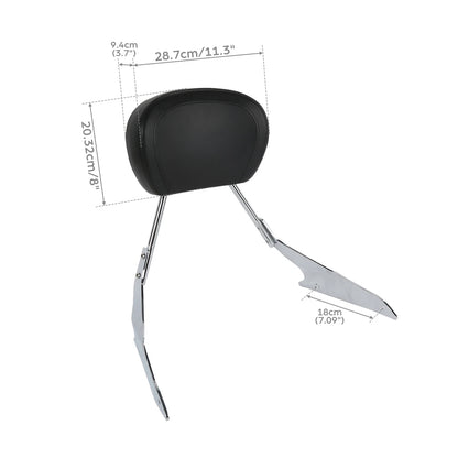 Black/Chrome Sissy Bar Backrest Pad for Suzuki Boulevard M109RZ (2006 - 2023)