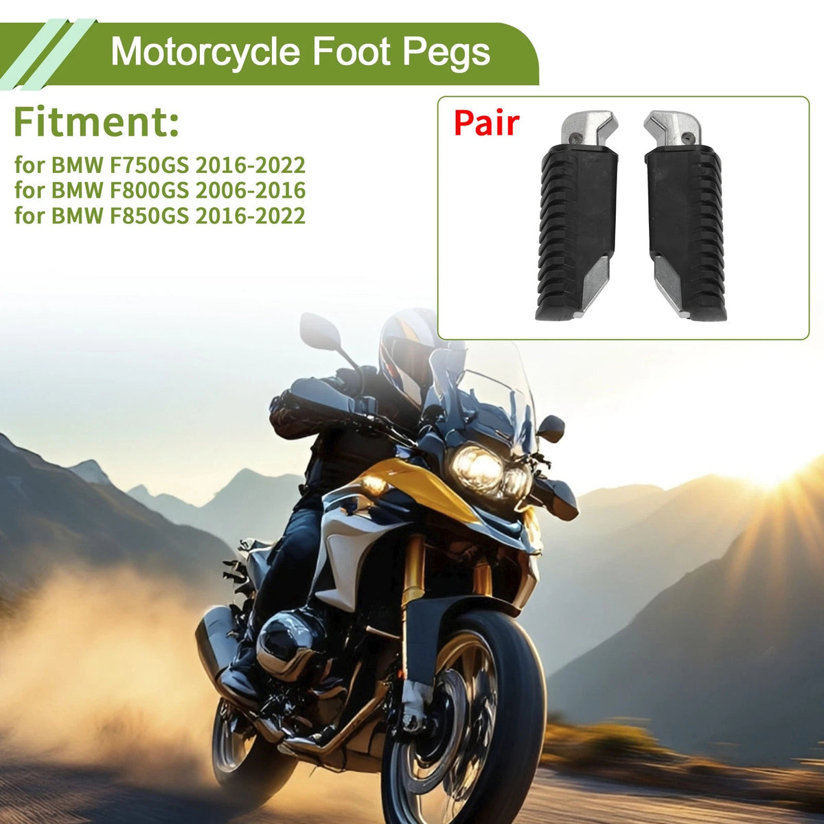 Foot Pegs / 1 pair / Rubber Black for BMW F750GS (2016–2022)