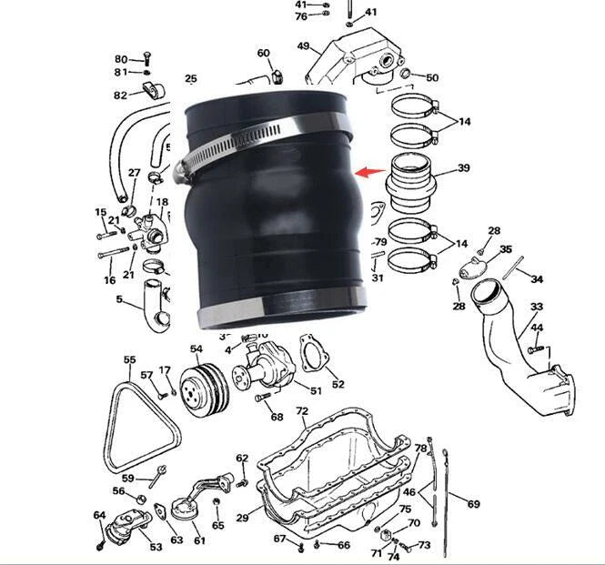 Upper Pipe Lower Riser Exhaust Hose for OMC Sterndrive Volvo Penta (N/A)
