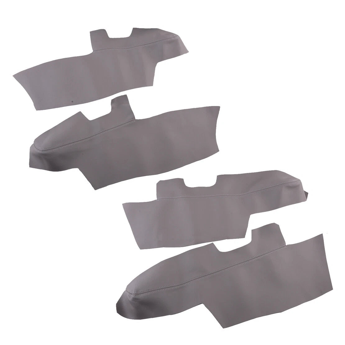 4 x Door Panel Armrest Gray Leather Lid Covers for Hyundai Santa Fe (2006-2012)
