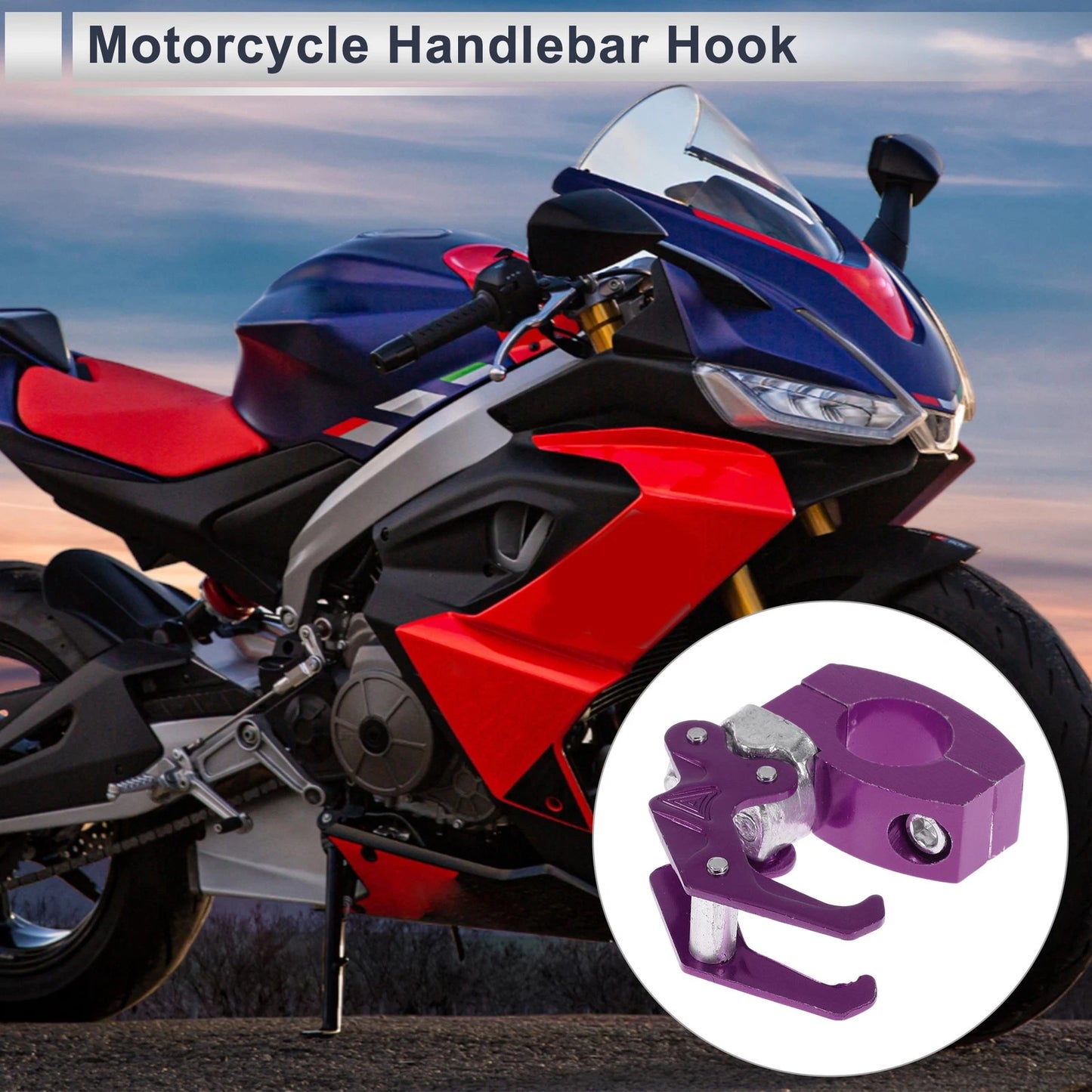Square W/ Fingerprint Motorcycle Hanging Hook 1 pcs Purple 72mm Length