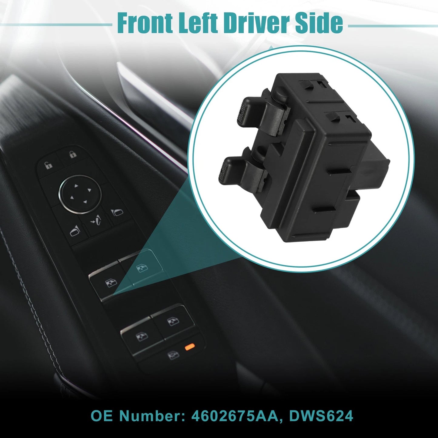Front Left Driver Side Master Power Window Switch for Jeep Wrangler (2007-2018)