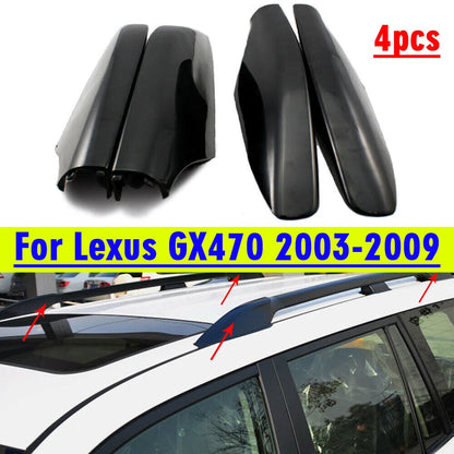 4 Pcs Black Roof Rail End Molding Cover Cap Shell for Lexus GX470 (2003–2009)