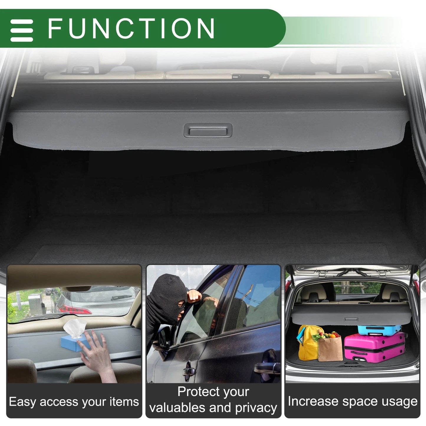 Retractable Cargo Cover for Infiniti QX55 Carbon Fiber Black (2022-2025)