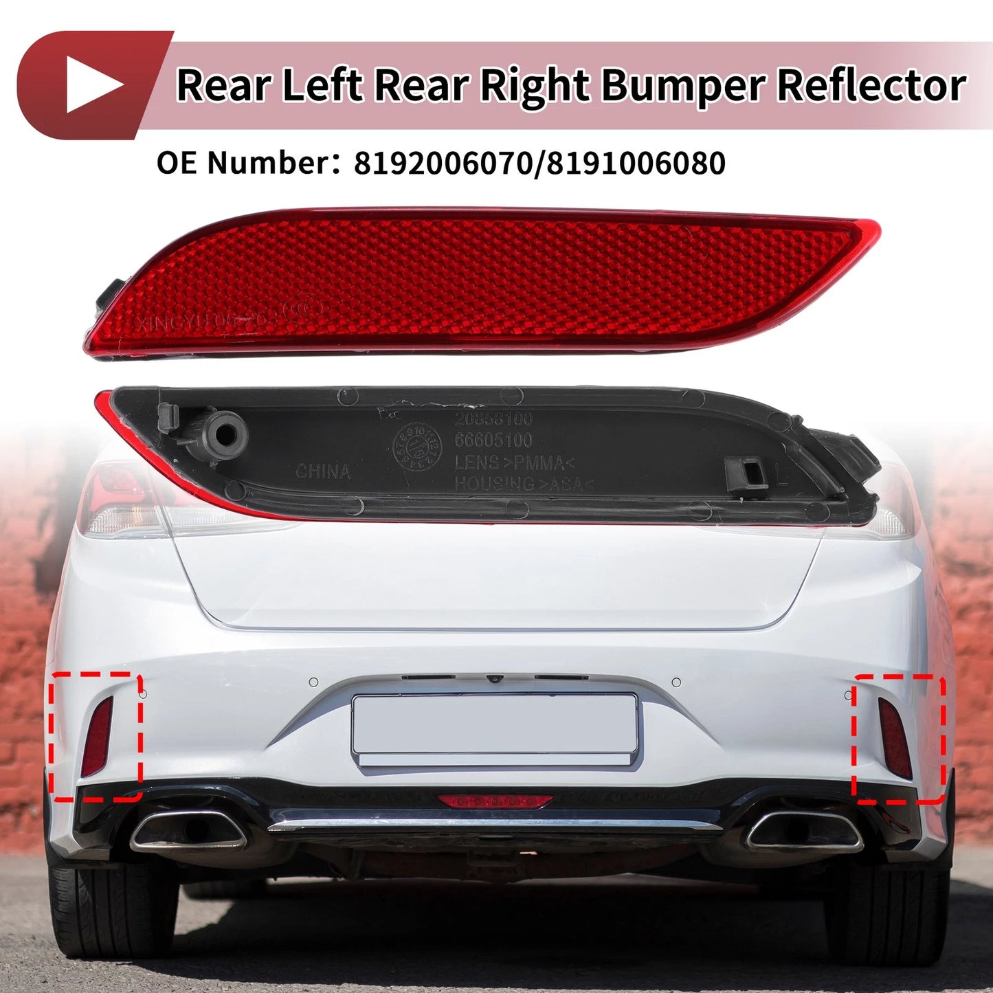 1 Pair Rear Left Rear Right Bumper Reflectors for Toyota Camry