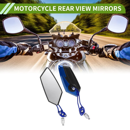 M8/M10 Rear View Mirrors Polygonal Shape Black Blue Aluminum Alloy for M8/M10
