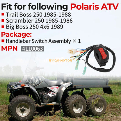 Headlight On/Off Handlebar Start Switch for Polaris Trail Boss Big Boss 250