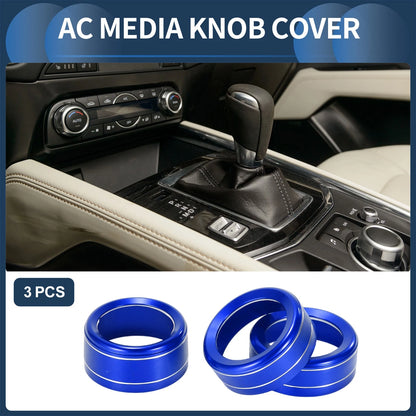 3 x AC Media Volume Switch Knob Cover Ring for Mazda 3 Touring (2017-2018)