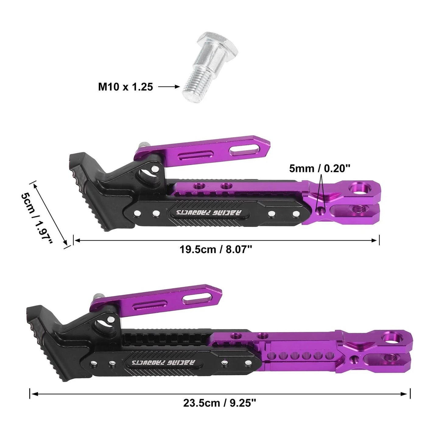 Kickstand Aluminum Alloy Side Parking Foot Stand Holder Purple for Motorcycle
