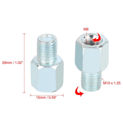 5pcs 8mm RH to 10mm LH Rearview Mirrors Adapter Silver Tone for Motorcycle Bike
